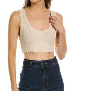 Cotton Citizen Cream Ribbed Crop Tank
